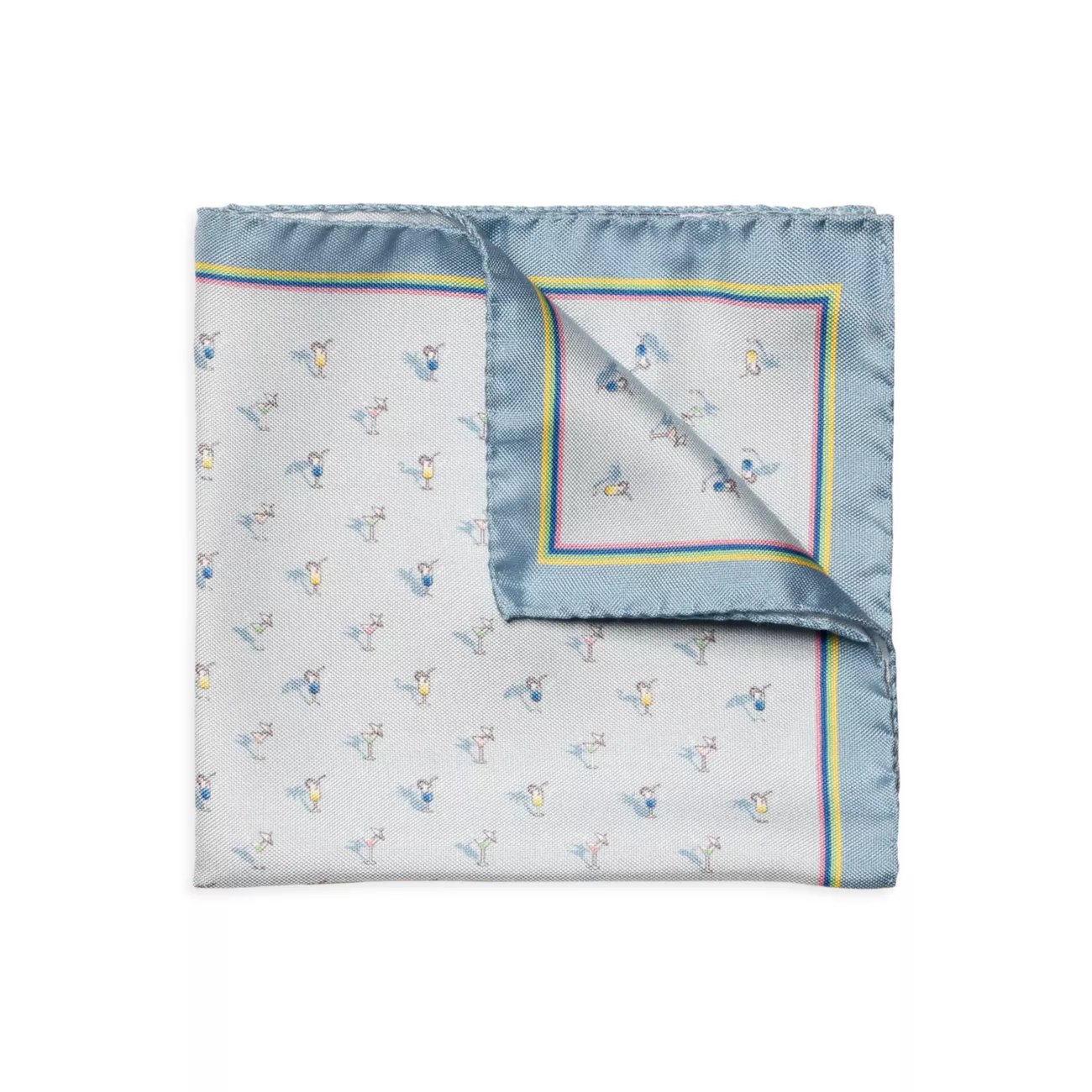 Cocktail Print Silk Pocket Square Eton