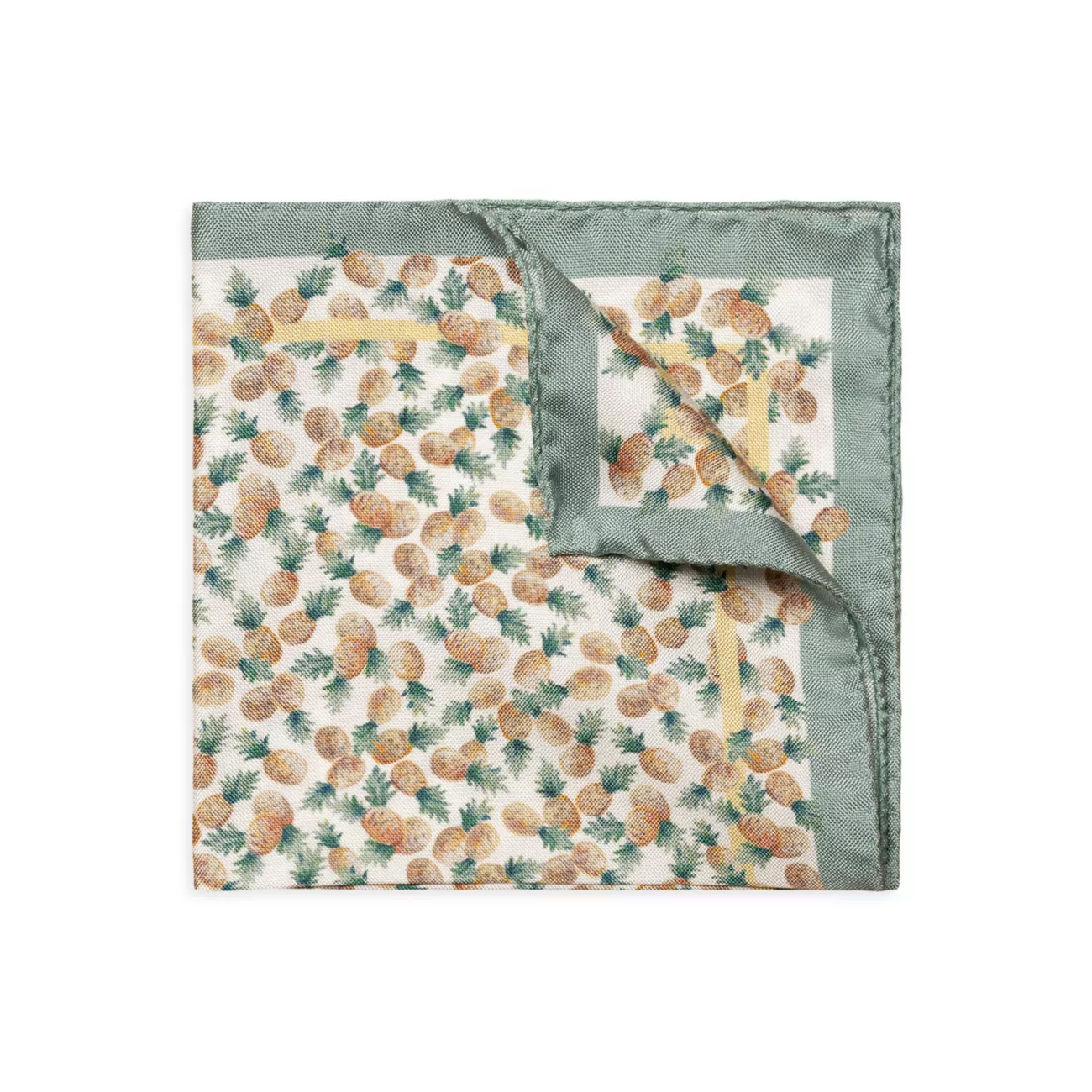 Pineapple Print Silk Pocket Square Eton