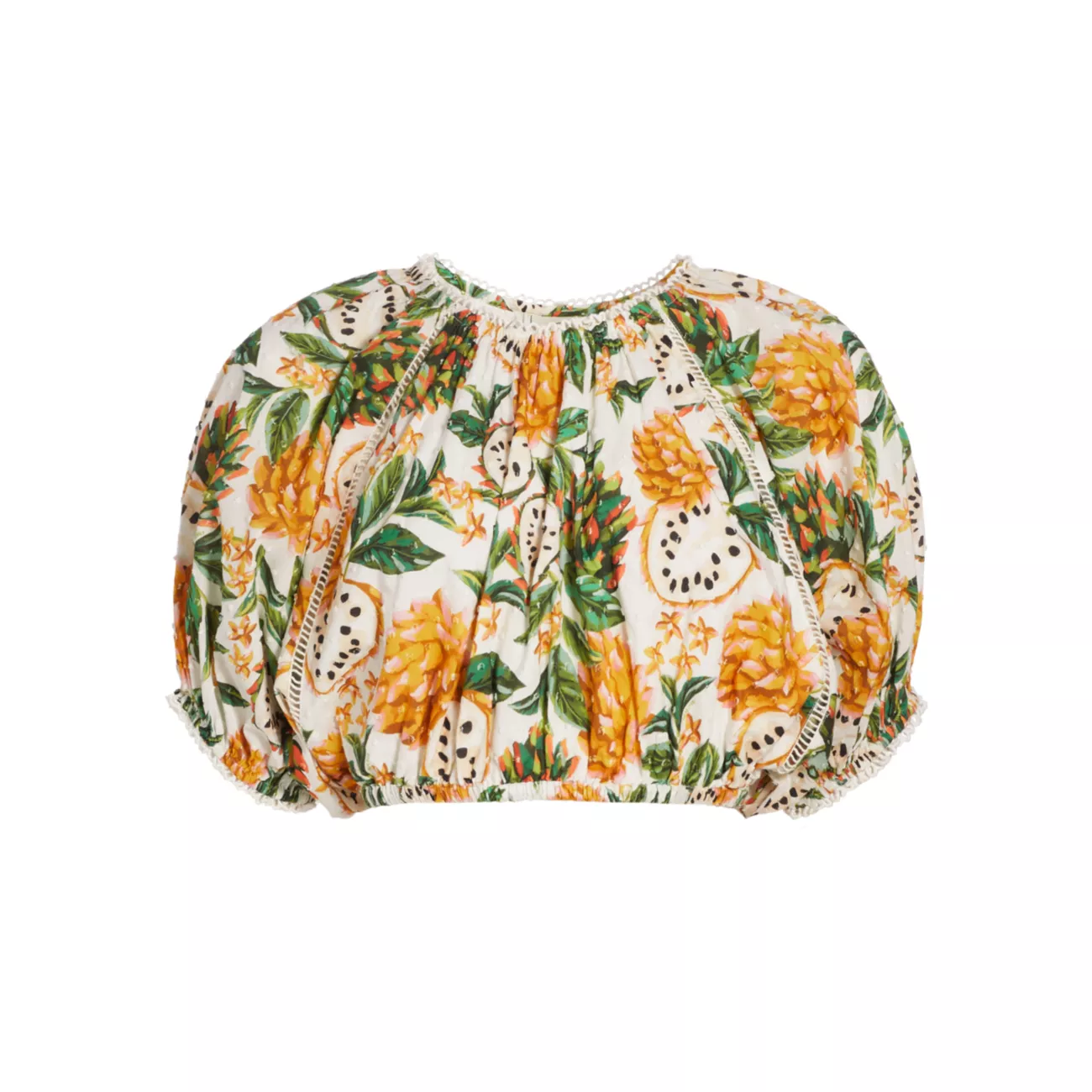 Biriba Fruit Puff-Sleeve Crop Top Farm Rio