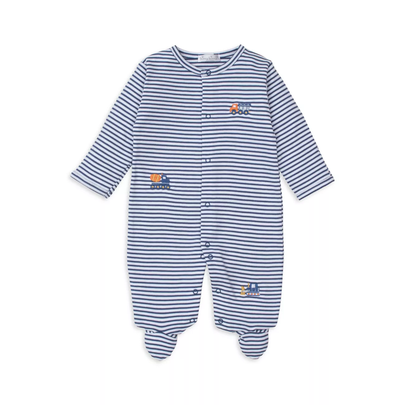 Baby's Embroidered Truck Striped Footie Kissy Kissy