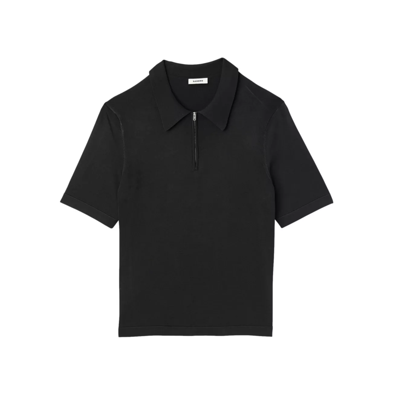 Knitted Polo Shirt With Zip Collar Sandro