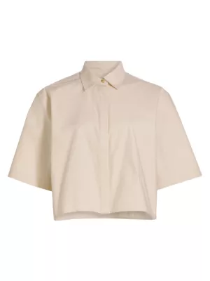 Cotton-Poplin Crop Shirt Toteme