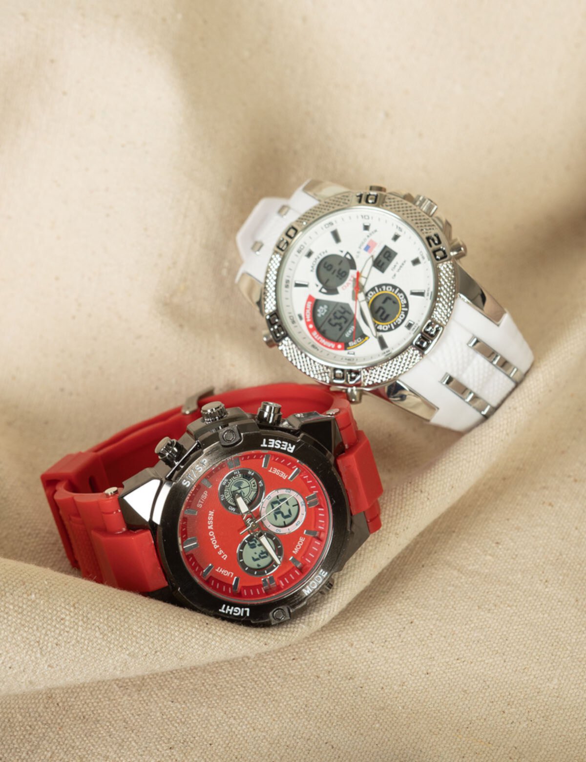 MEN'S RED AND BLACK RUBBER STRAP ANA DIGI WATCH U.S. POLO ASSN.