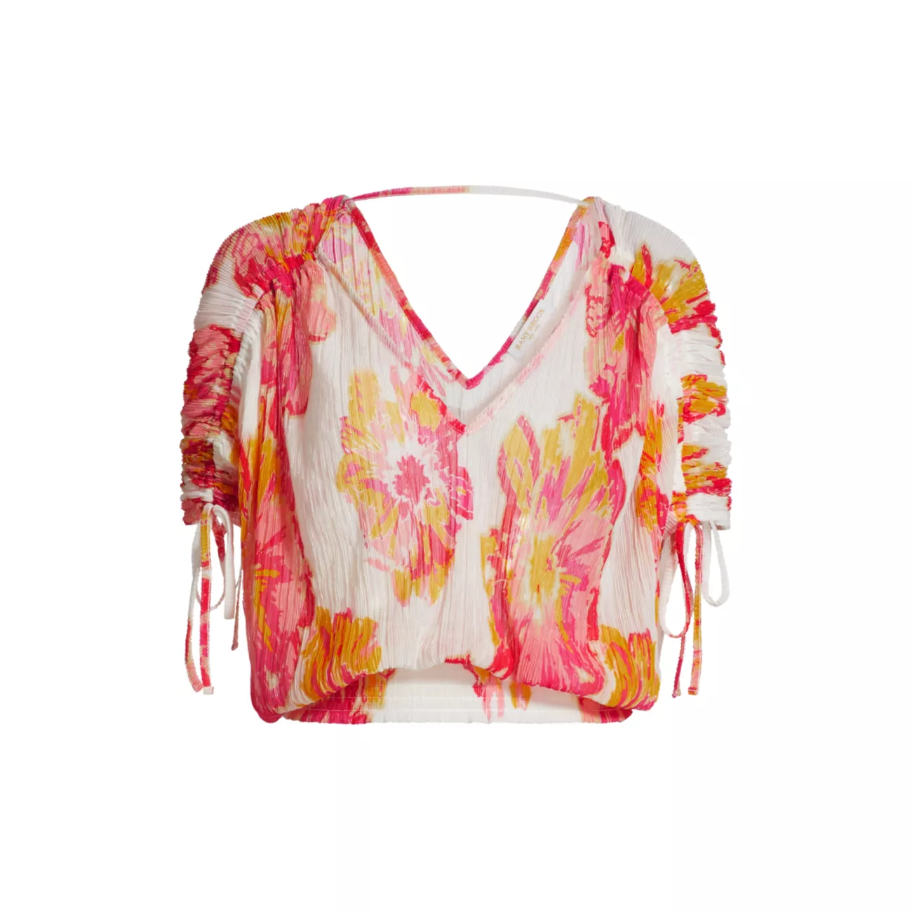 Frances Floral Plissé Drawstring Top Ramy Brook