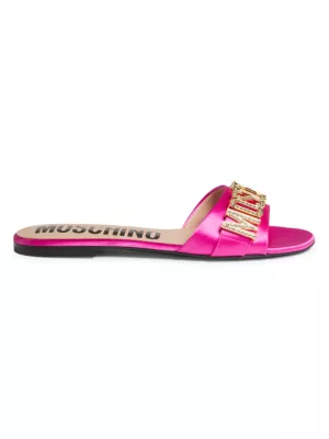 Crystal-Embellished Satin Sandals Moschino