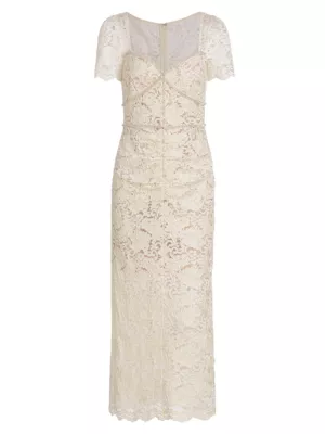 Corded Lace &amp; Diamante Midi-Dress Self-Portrait