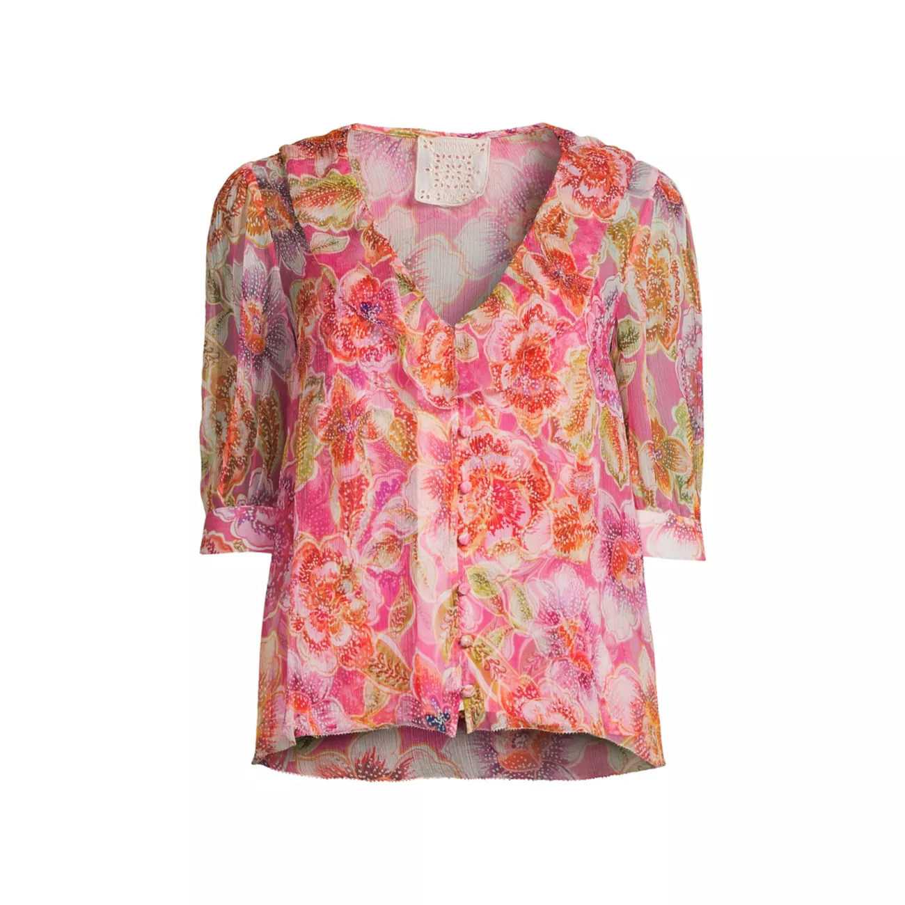 Marcia Floral Silk Blouse Johnny Was