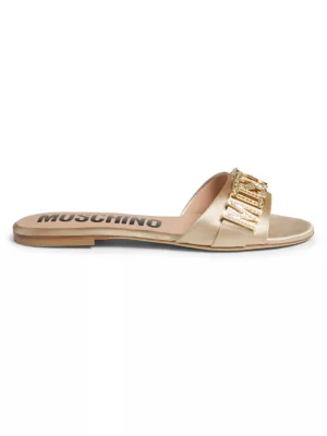 Crystal-Embellished Satin Sandals Moschino