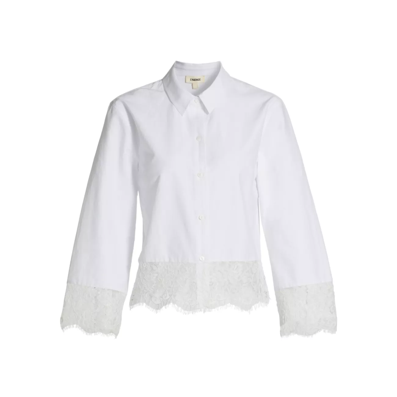 Levo Cotton-Blend Lace-Trim Blouse L'AGENCE