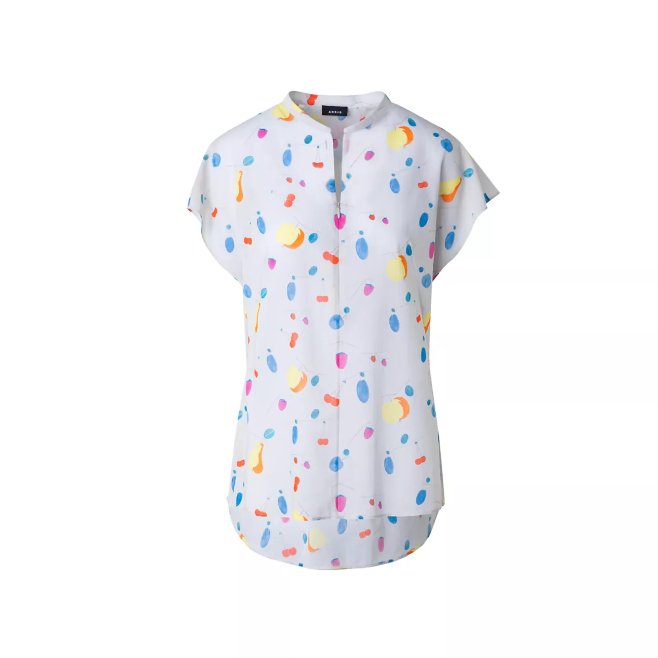 Fruit-Print Cotton Voile Top Akris