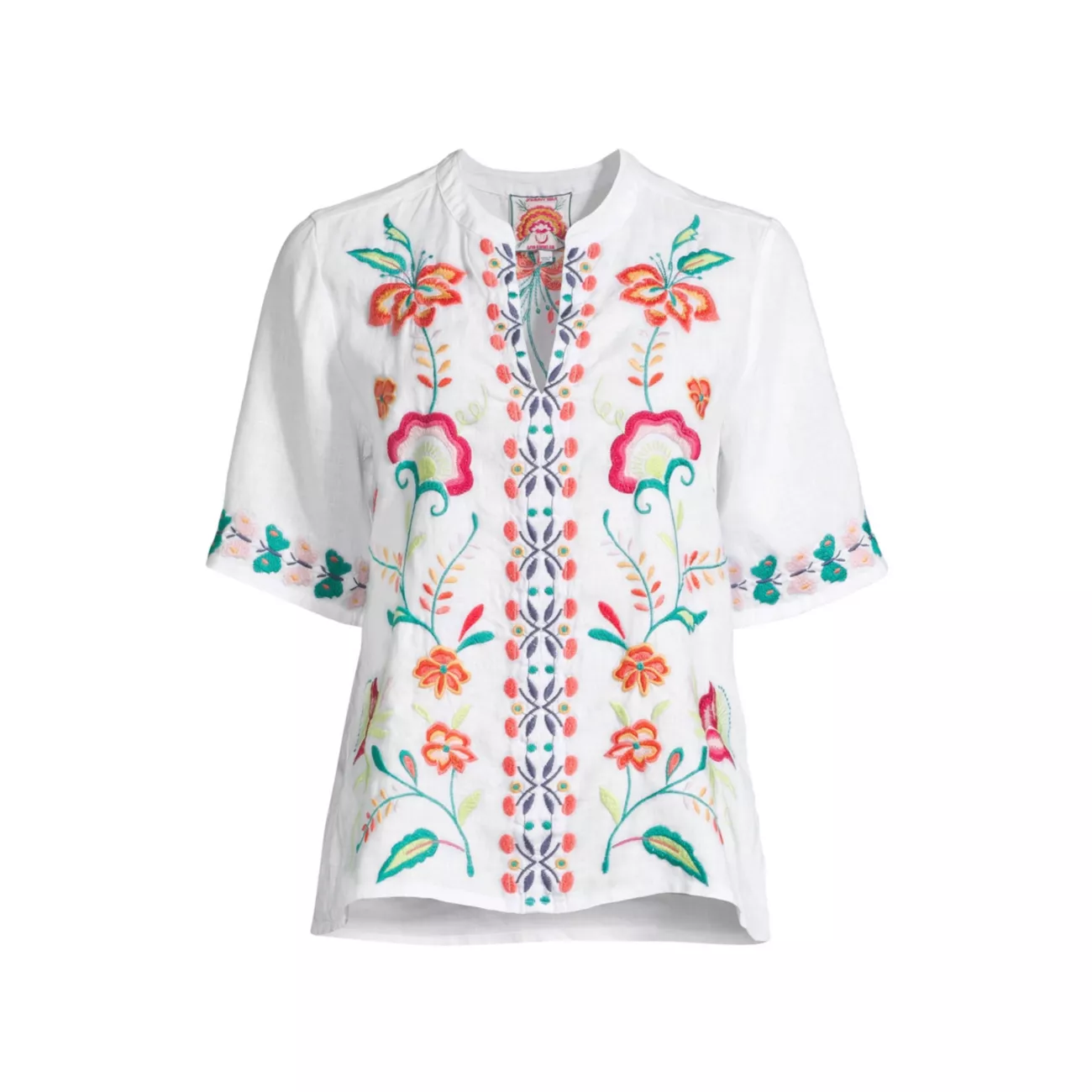 Averi Embroidered Linen Top Johnny Was