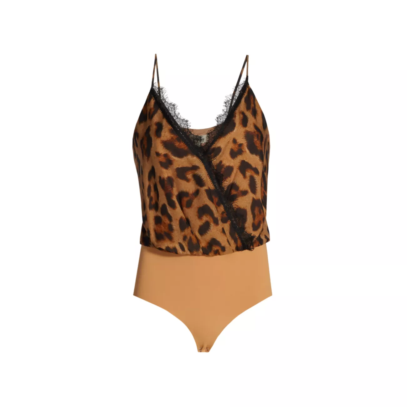 Jaxon Leopard Silk Surplice Bodysuit L'AGENCE