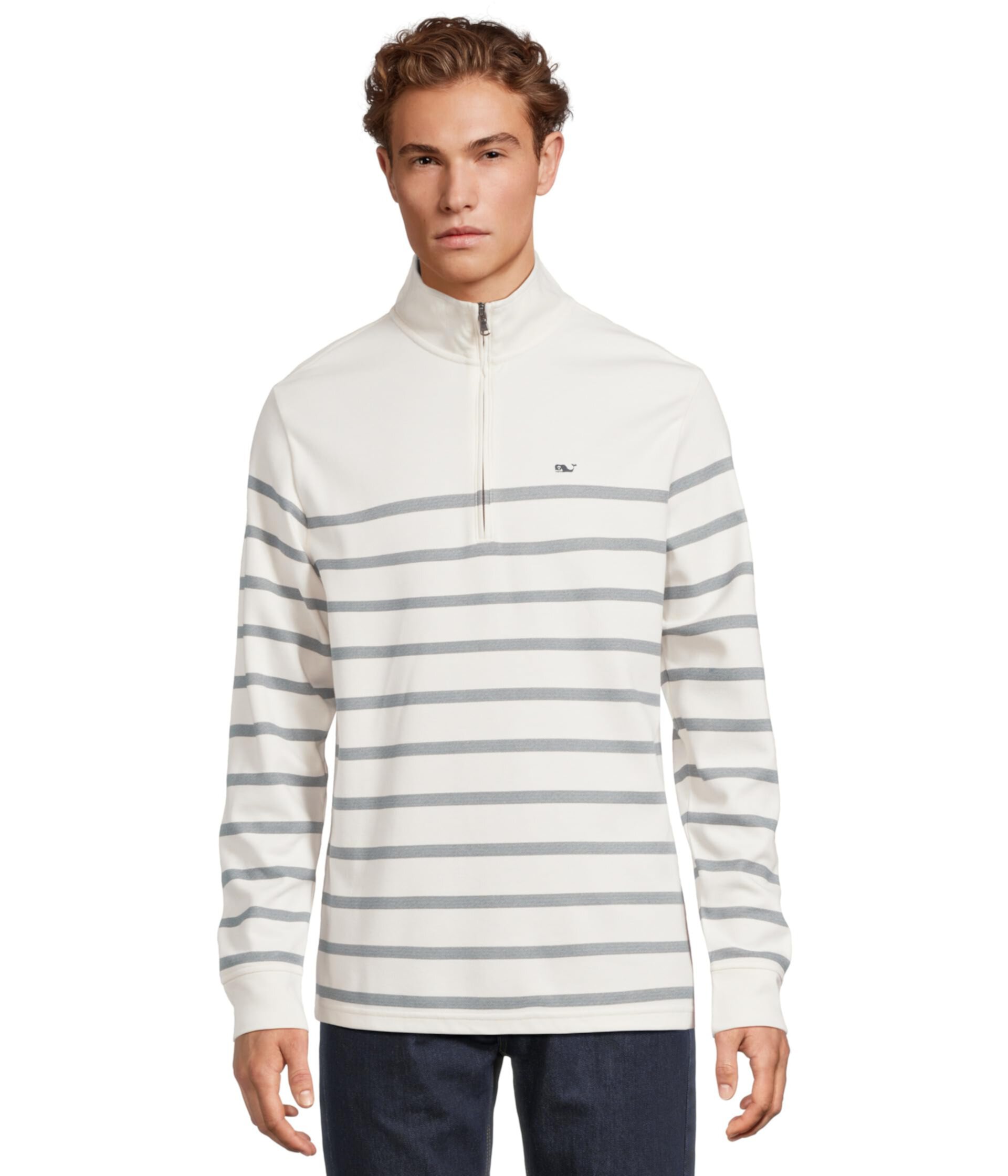 Мужской Пуловер Vineyard Vines Breton Stripe Saltwater Quarter Zip Vineyard Vines