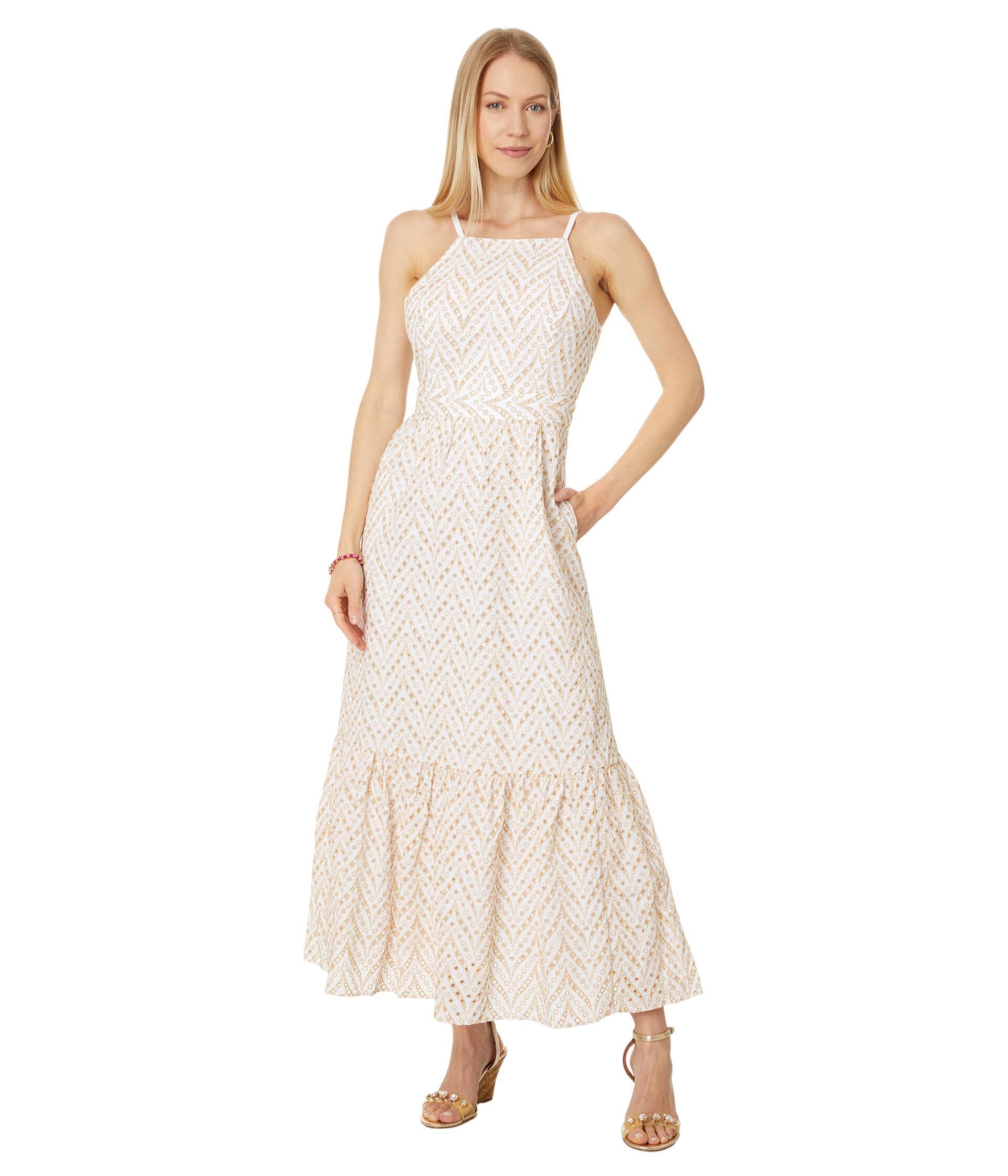 Charlese Eyelet Halter Maxi Dress Lilly Pulitzer