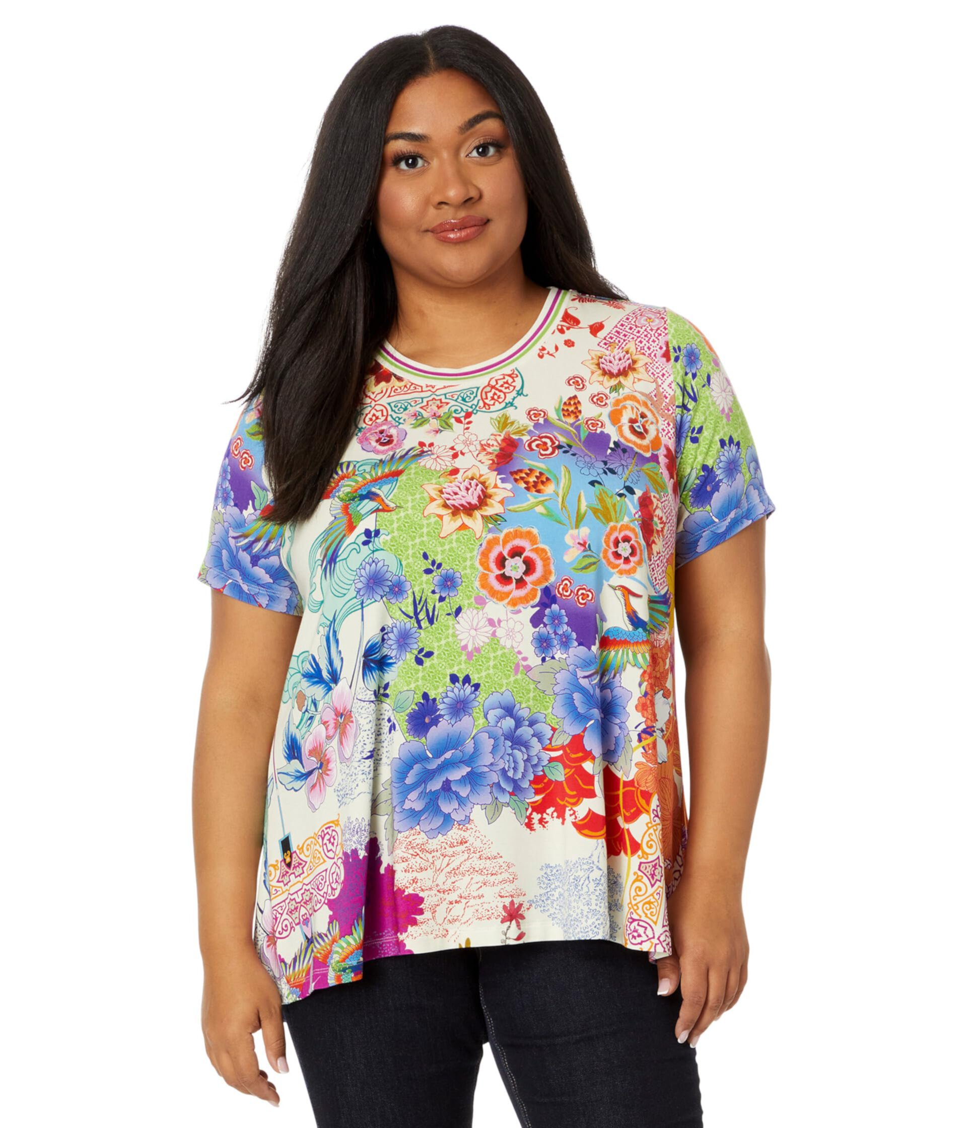 The Janie Favorite Short Sleeve Crew Neck Swing Tee Plus Size Johnny Was