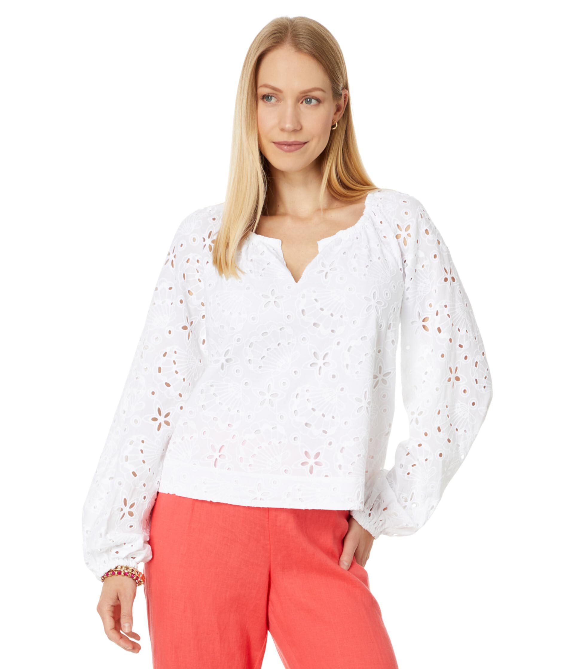 Женская Блузка Lilly Pulitzer Maisha Long Sleeve Eyelet Lilly Pulitzer