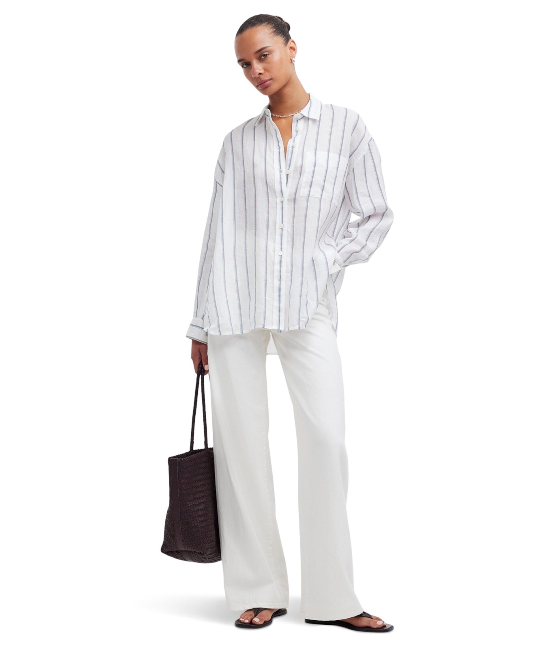 The Oversized Shirt in Stripe Ramie Madewell