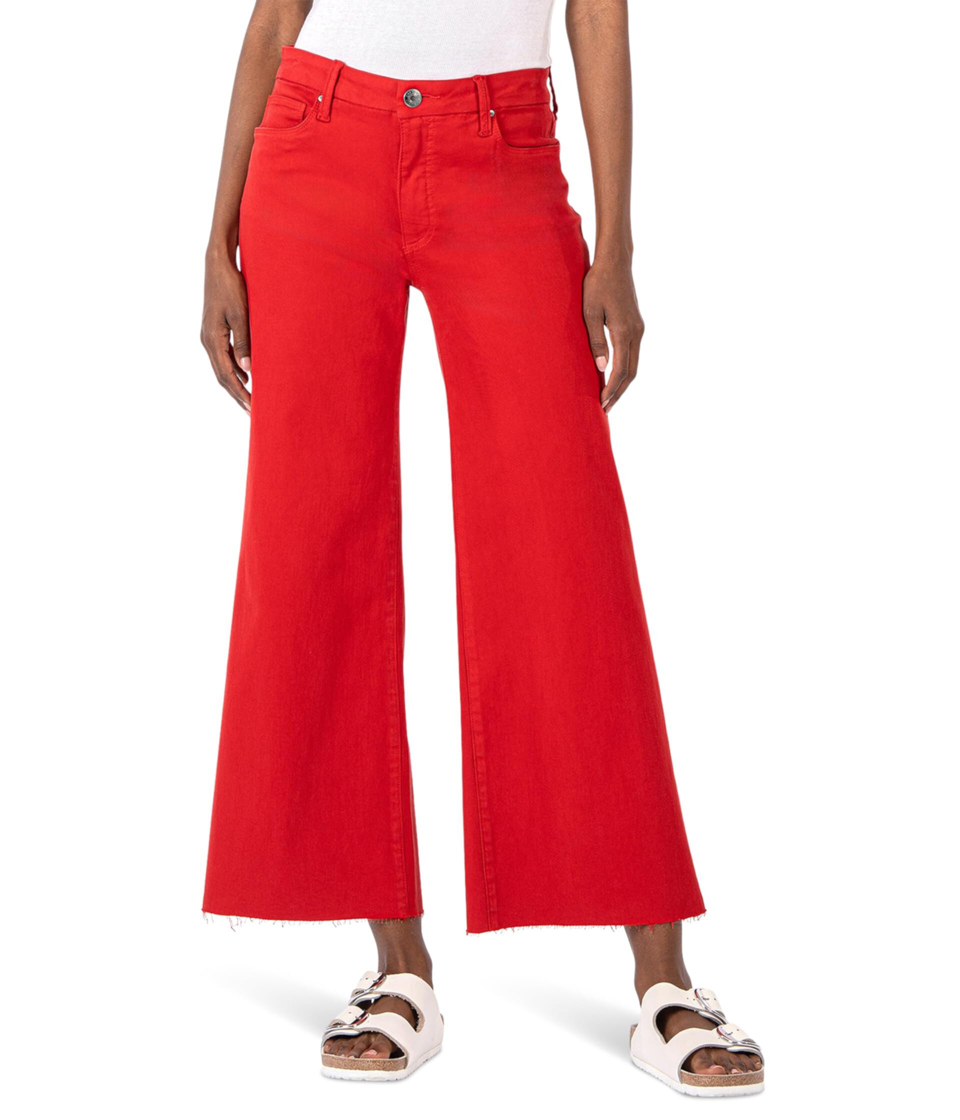 Meg High-Rise Fab Ab Wide Leg Raw Hem In Fire KUT from the Kloth