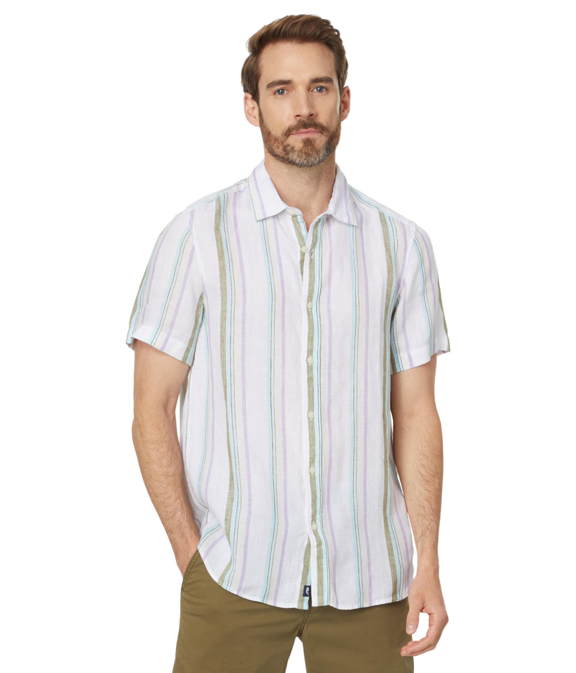 Мужская Повседневная рубашка Vineyard Vines Stripe Linen Short Sleeve Vineyard Vines