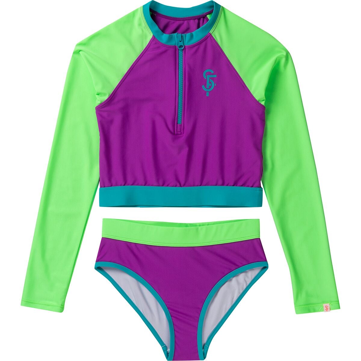 Long-Sleeve Rashguard Swimsuit Set Seafolly