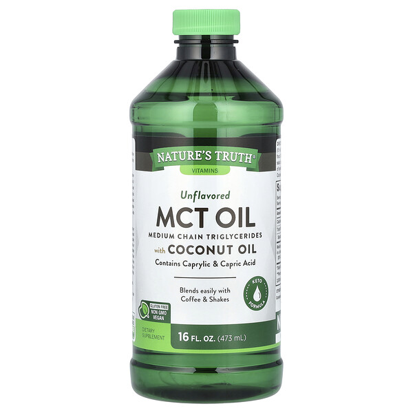 MCT Oil with Coconut Oil, Unflavored, 16 fl oz (473 ml) Nature's Truth