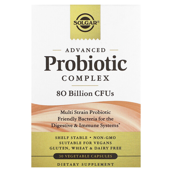 Advanced Probiotic Complex, 80 Billion CFUs, 30 Vegetable Capsules Solgar