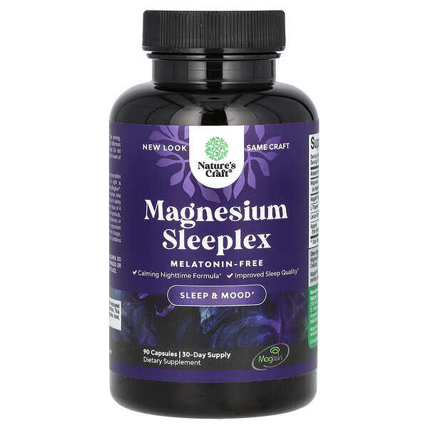 Magnesium Sleeplex, Melatonin-Free, 90 Capsules Nature's Craft