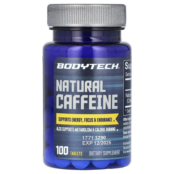 Natural Caffeine, 100 Tablets BodyTech