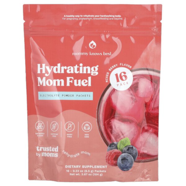 Hydrating Mom Fuel, Mixed Berry, 16 Packets, 0.23 oz (6.5 g) Each Mommy Knows Best