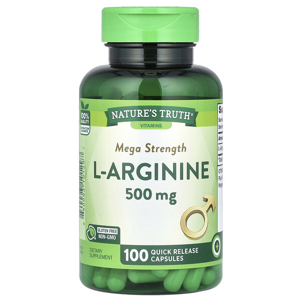 L-Arginine, 1,000 mg, 100 Quick Release Capsules (500 mg per Capsule) Nature's Truth