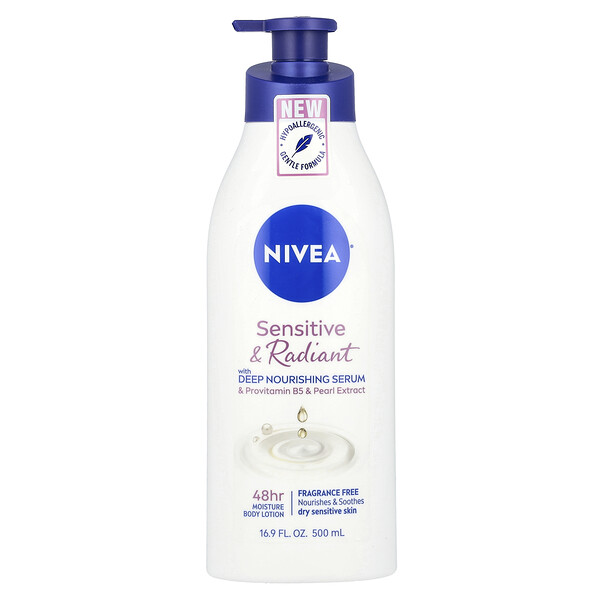 Sensitive & Radiant Body Lotion, Fragrance Free, 16.9 fl oz (500 ml) Nivea