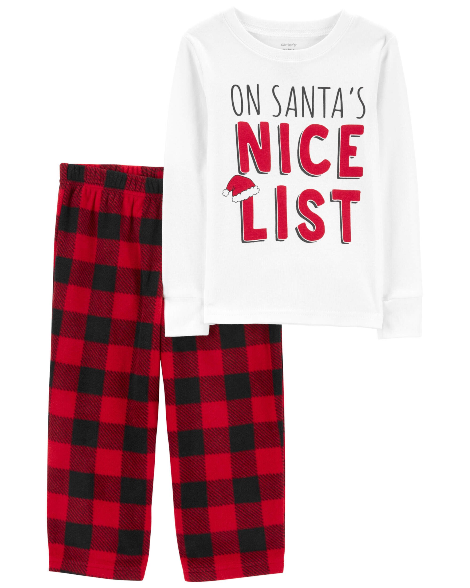 Детские пижамы Carter's Toddler 2-Piece Santa's Nice List Cotton & Fleece Pajamas Carter's