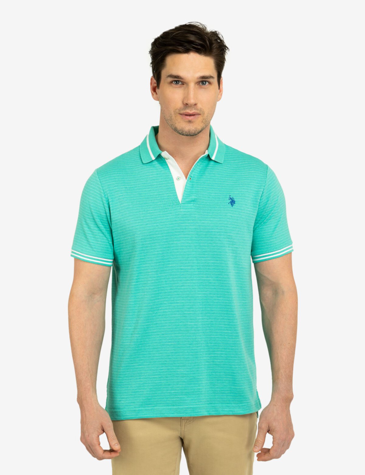 JACQUARD TEXTURED JERSEY POLO SHIRT U.S. POLO ASSN.