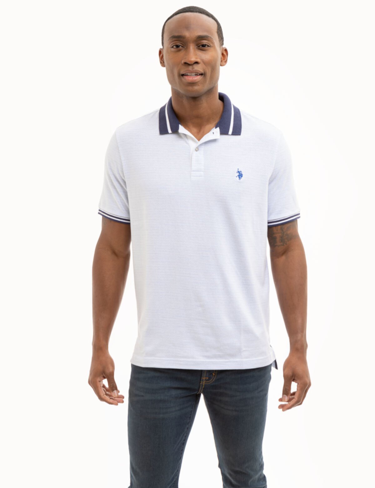 JACQUARD TEXTURED JERSEY POLO SHIRT U.S. POLO ASSN.