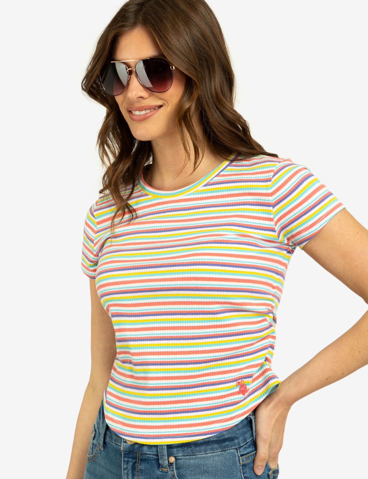STRIPE RUCHED SIDE TOP U.S. POLO ASSN.