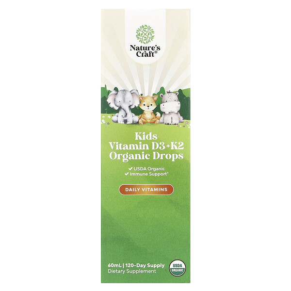 Organic Kids Vitamin D3 + K2, 60 ml Nature's Craft