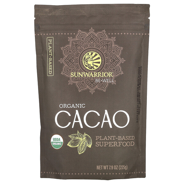 Be Well, Organic Cacao, 7.9 oz (Унции) (225 g) Sunwarrior