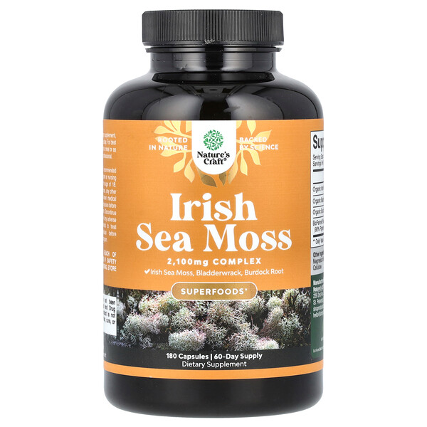 Irish Sea Moss, 2,100 mg, 180 Capsules (700 mg per Capsule) Nature's Craft
