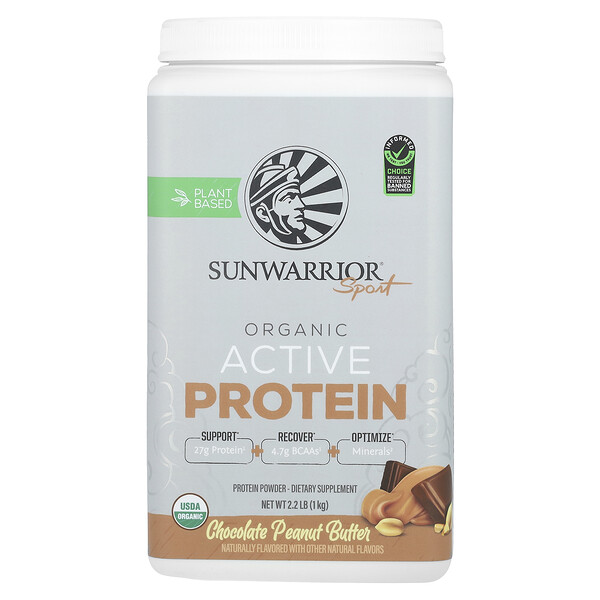 Sport, Organic Active Protein, Chocolate Peanut Butter, 2.2 lb (1 kg) Sunwarrior