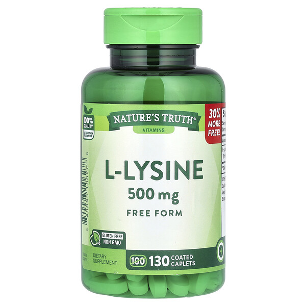 L-Lysine, 500 mg, 130 Coated Caplets Nature's Truth