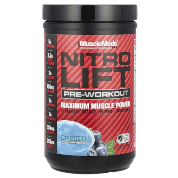 Nitro Lift™ Pre-Workout, Blue Slush, 1.15 lbs (522 g) MuscleMeds