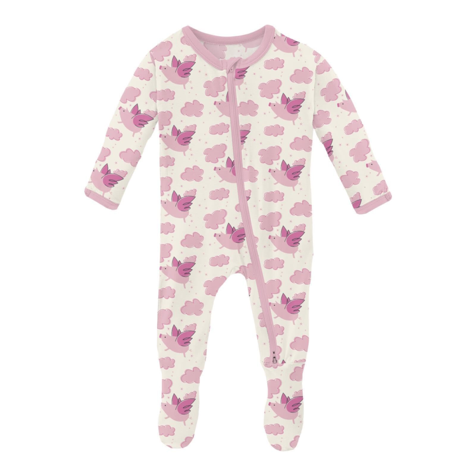 Пижамы KicKee Pants Для девочек Print Footie with Two-Way Zipper (Infant) KicKee Pants