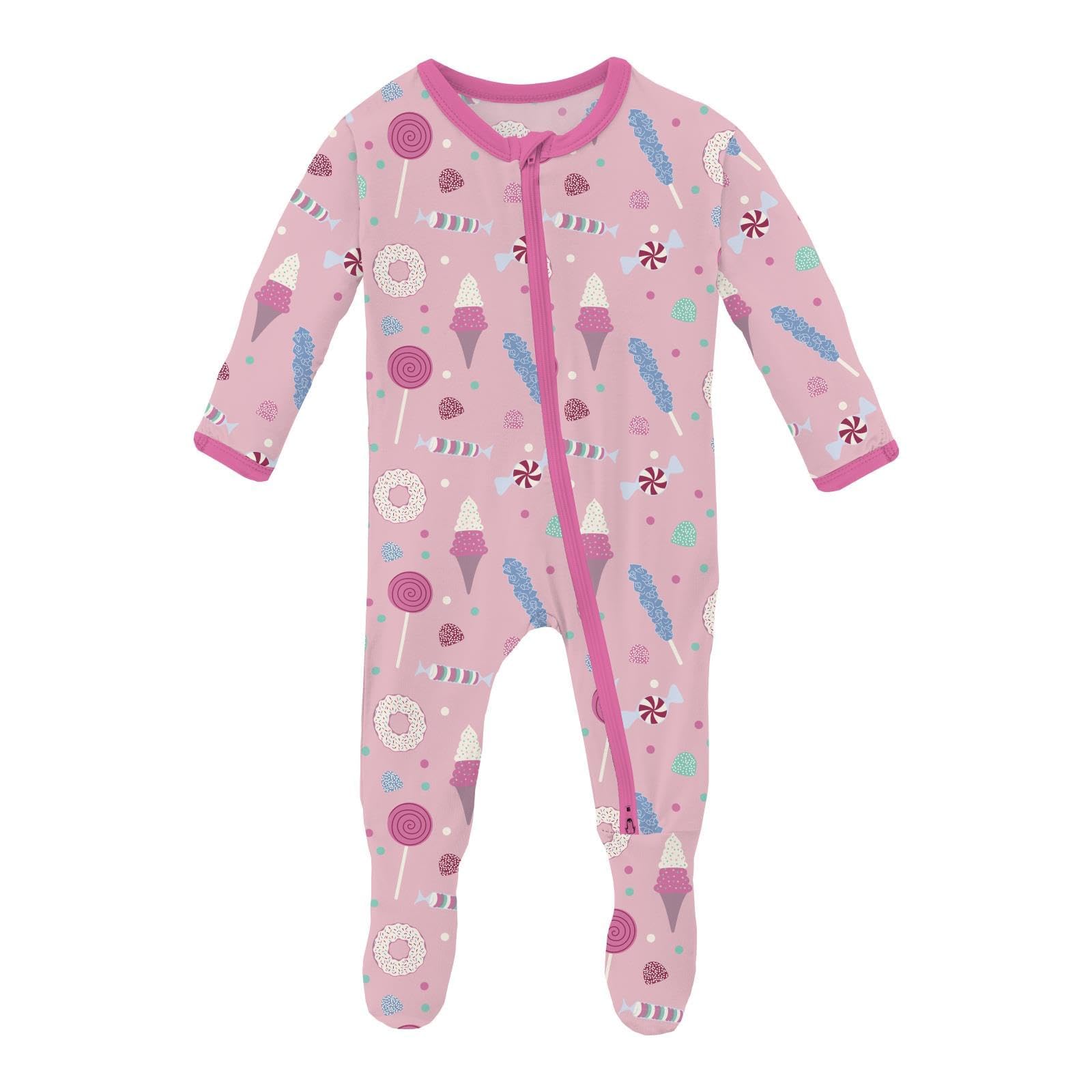 Пижамы KicKee Pants Для девочек Print Footie with Two-Way Zipper (Infant) KicKee Pants