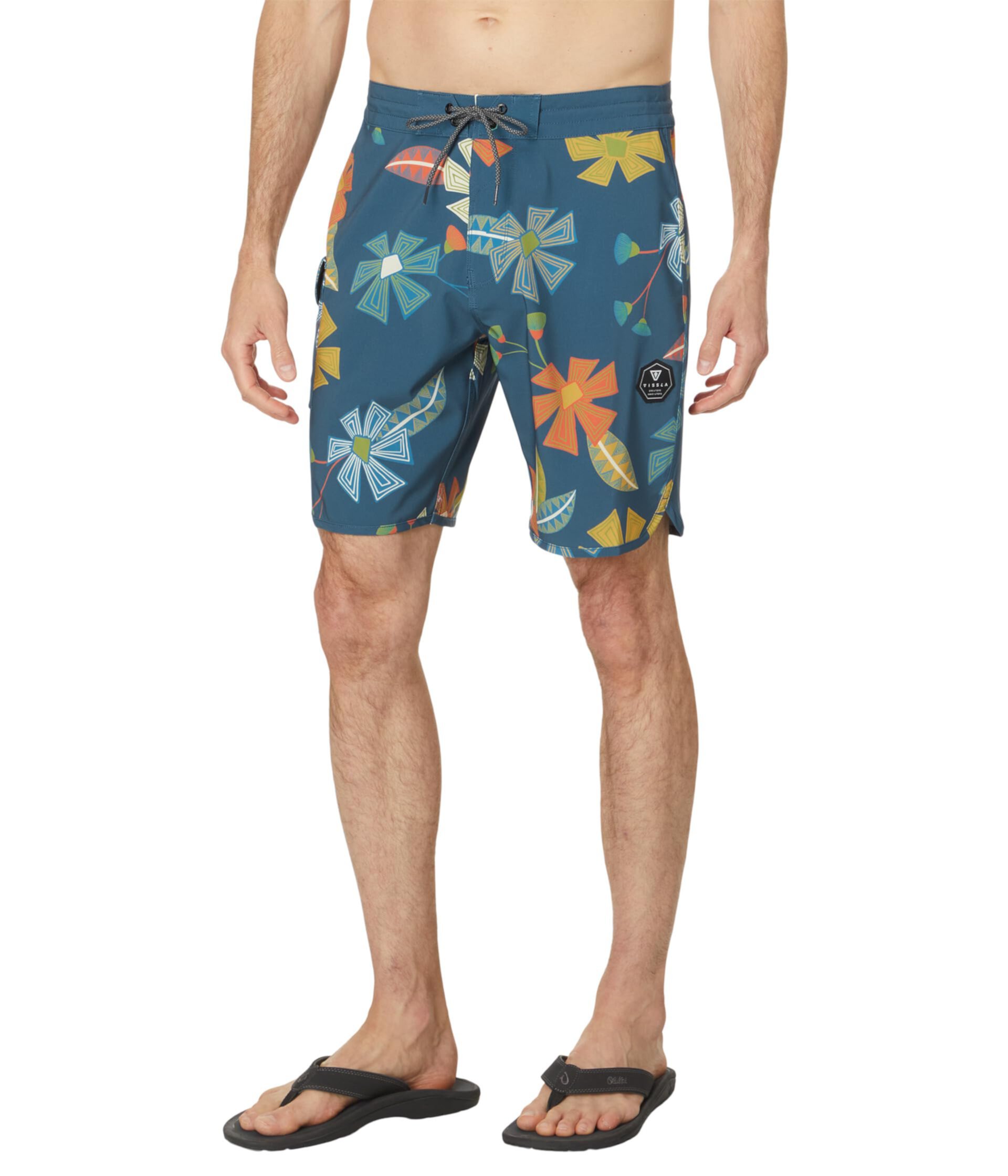 Шорты Vissla Tribal Tropics 18,5 дюймов, с кулиской, из 50% переработанного полиэстера, с комфортной четырёхсторонней растяжкой Vissla