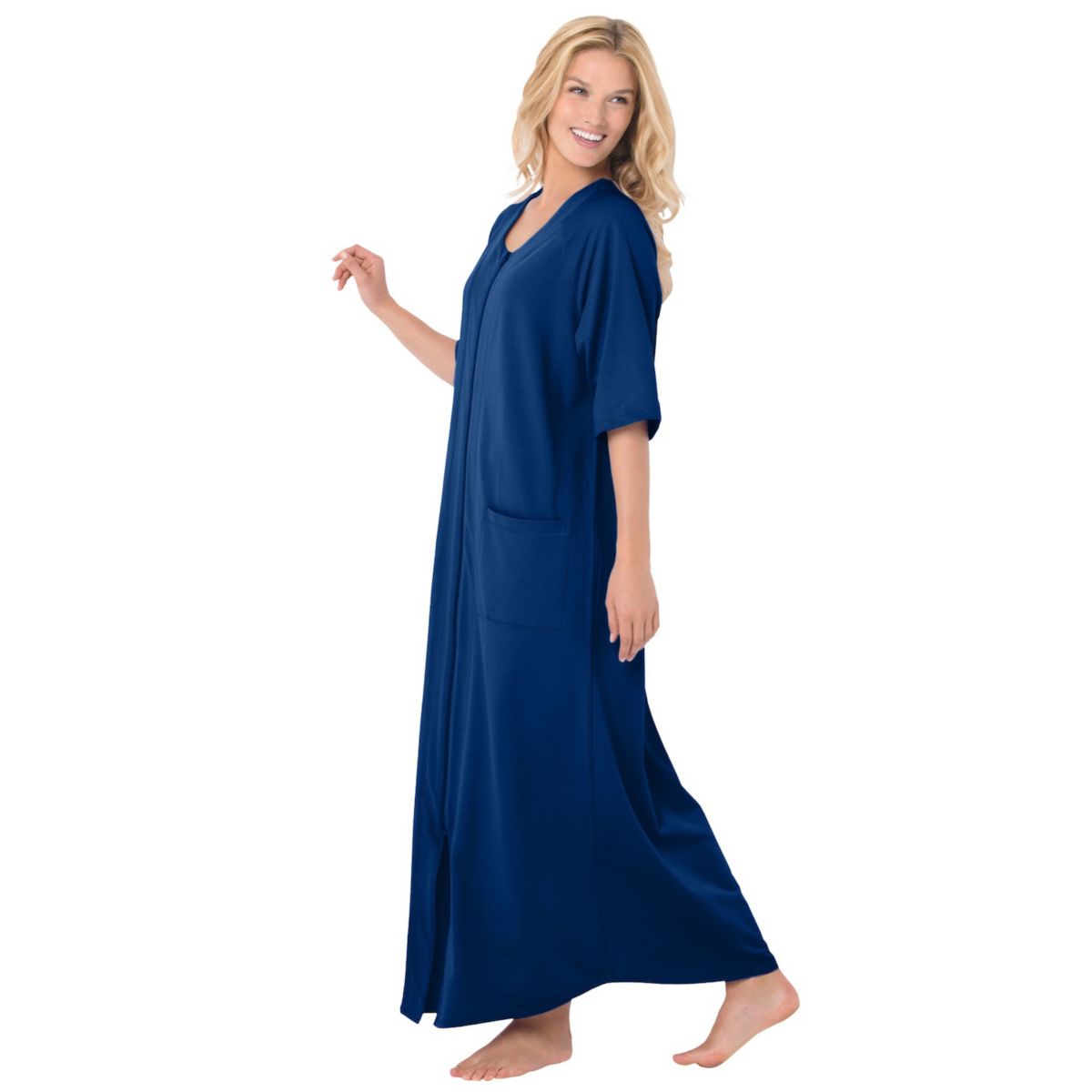 Dreams & Co. Women's Plus Size Petite Long French Terry Zip-front Robe Dreams & Co.