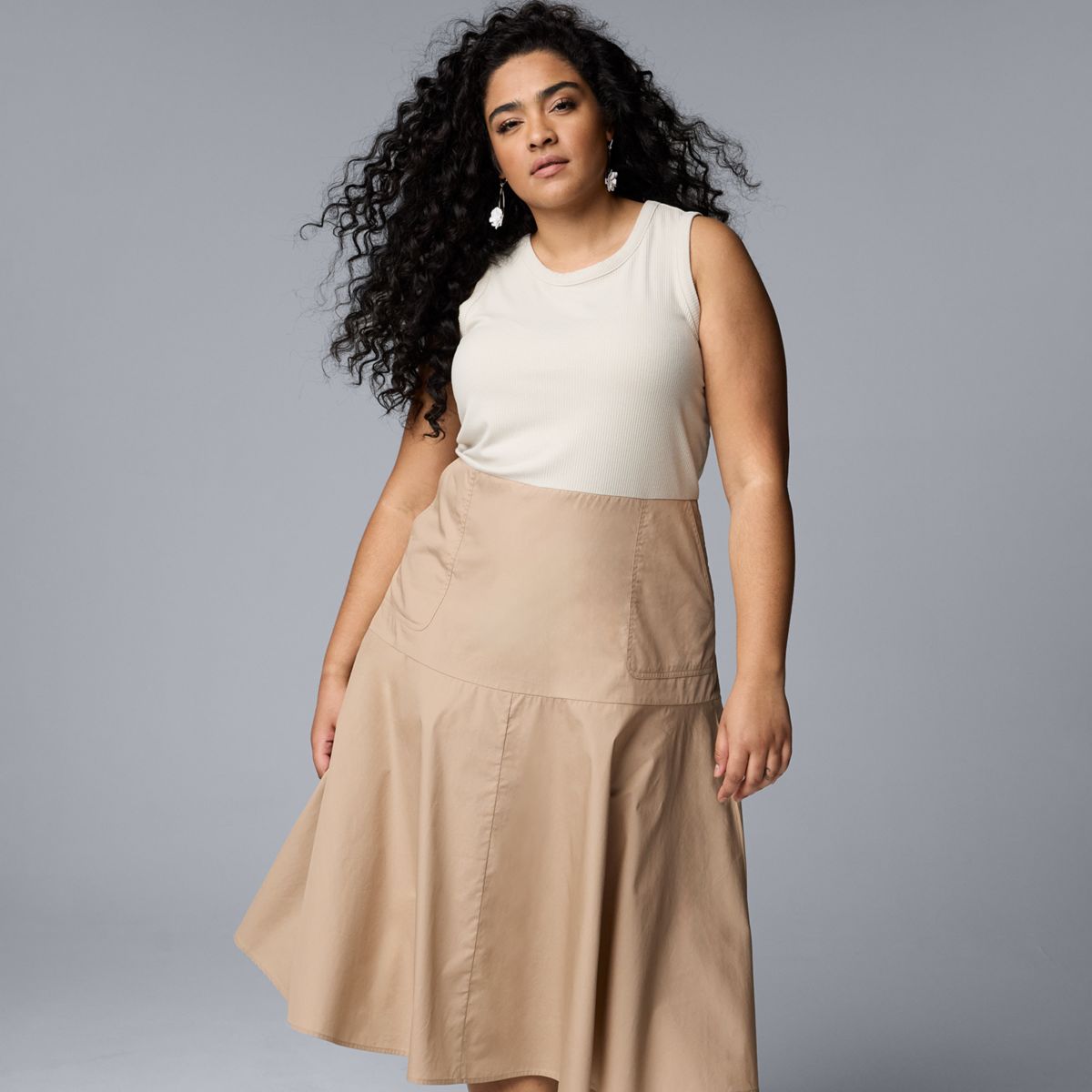 Миди платье-майка Plus Size Simply Vera Vera Wang с сетчатыми вставками, А-силуэт Simply Vera Vera Wang