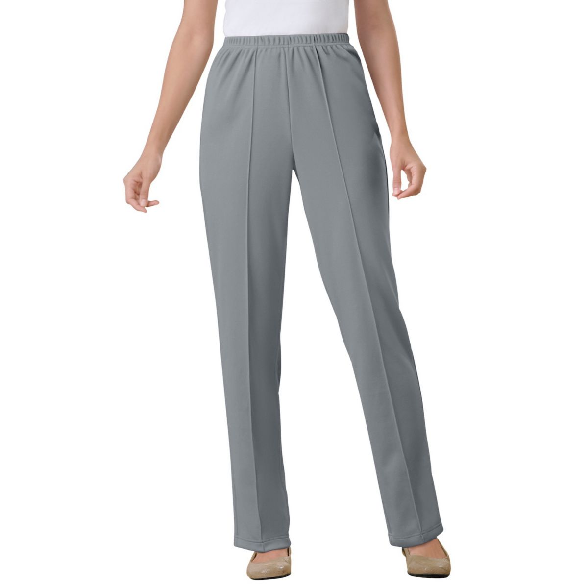 Женские Повседневные брюки Woman Within The Hassle-free Elastic-waist Soft Knit Pant Woman Within