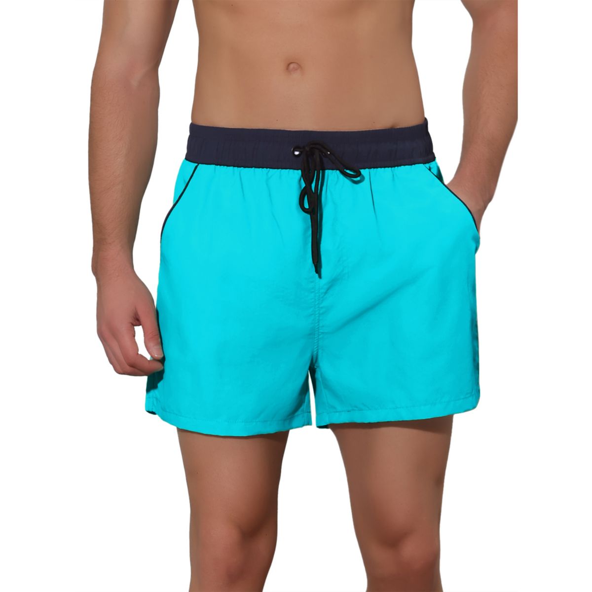 Men's Solid Elastic Waist Side Pockets Beach Shorts Bright Lars Amadeus