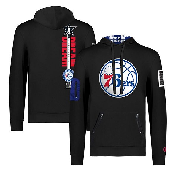 Унисекс худи FISLL x Black History Collection черное с капюшоном для фанатов 76ers Fisll