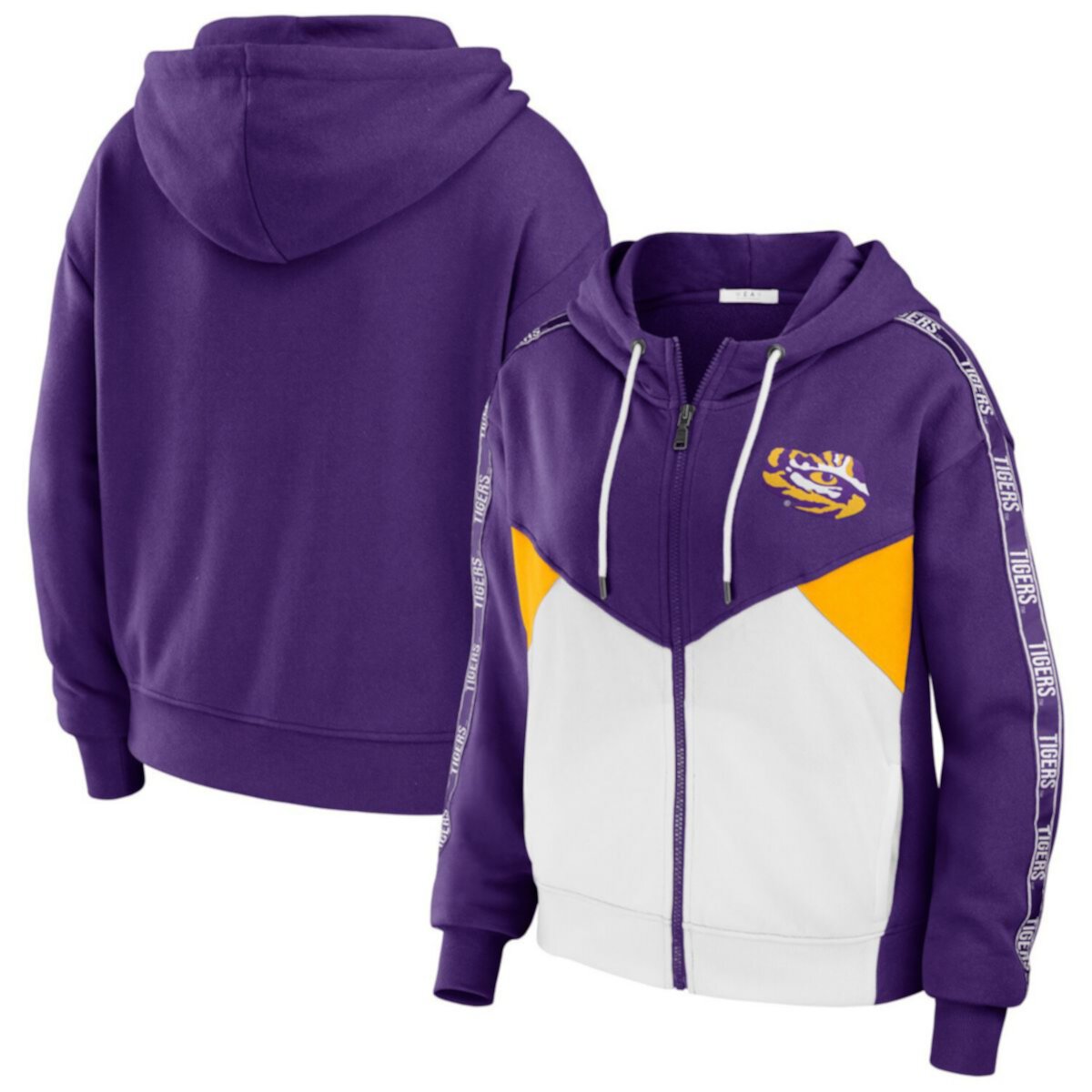 Women's WEAR by Erin Andrews Purple LSU Tigers Colorblock Full-Zip Hoodie Jacket WEAR by Erin Andrews